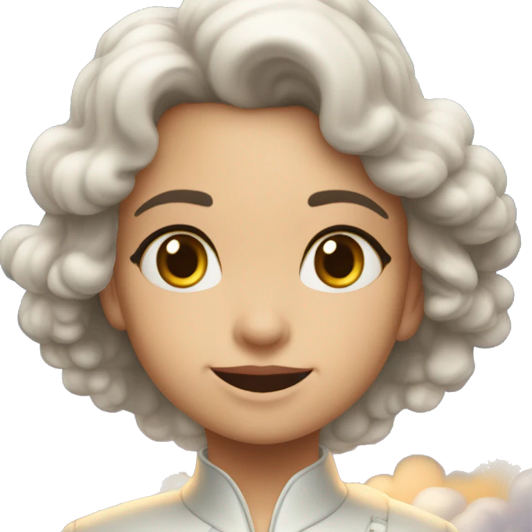 Un ángel niña acostado en una nube feliz moviéndose  emoji