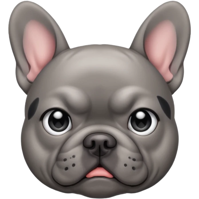 All grey French bulldog with tears in his eyes emoji