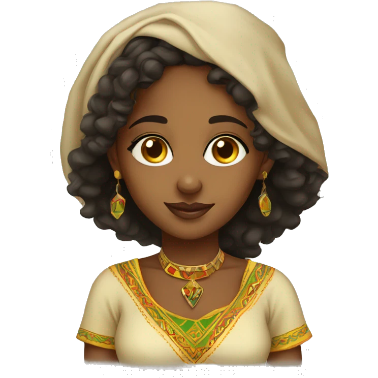Pretty Ethiopian girl with habesha dress wearing glass  emoji
