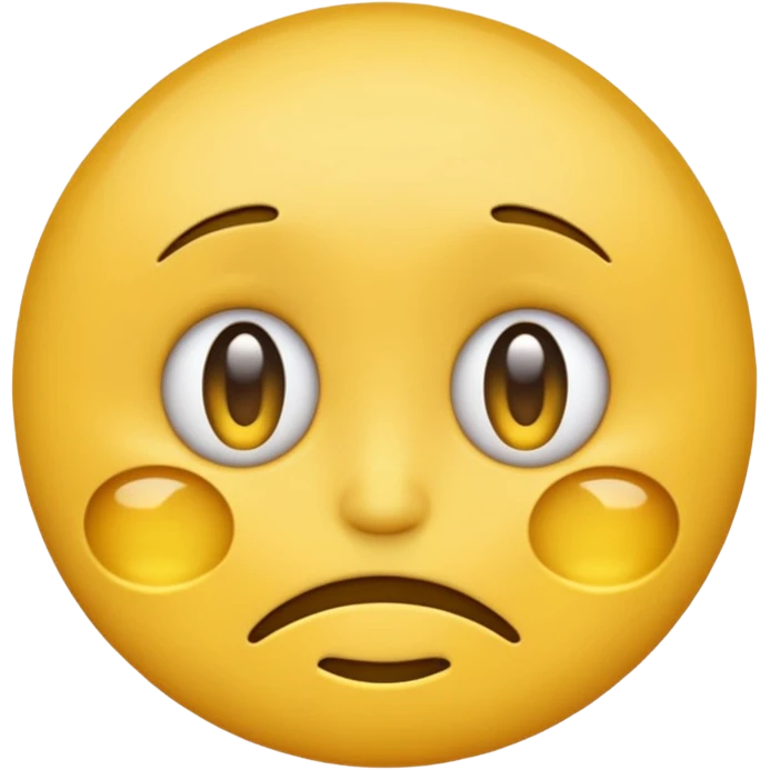 round yellow emoji face, Facebook style, trembling fake smile, watery eyes, showing hidden sadness emoji
