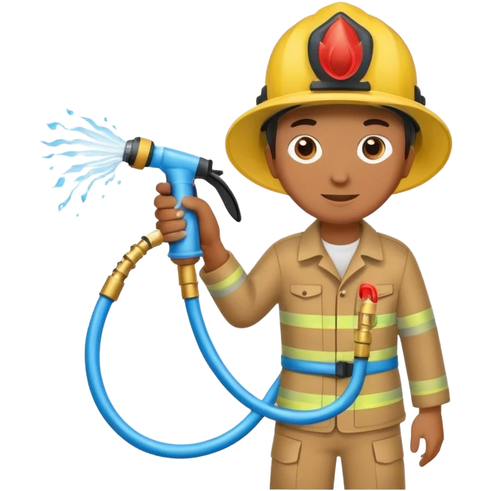 A hand holding a water hose and extinguishing the fire, no fireman emoji