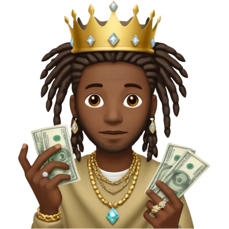 Black man dreads with crown diamond jewelry and money  emoji
