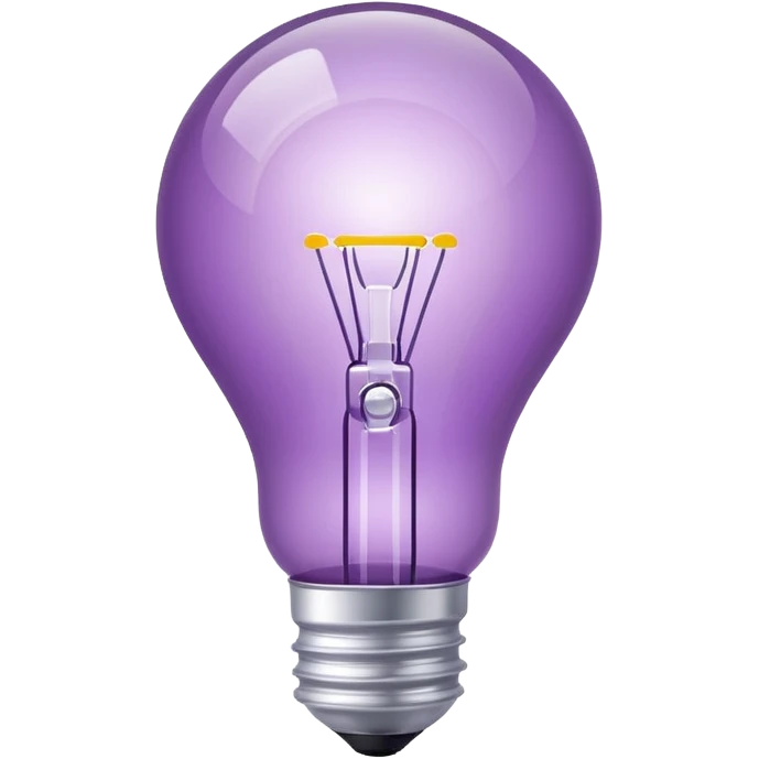 Create a creative light bulb icon in shades of purple. Make it look like a design or digital project idea, with subtle colorful lines or accents inside or around the bulb to show innovation and creativity. Keep it clear and visually appealing.
 emoji