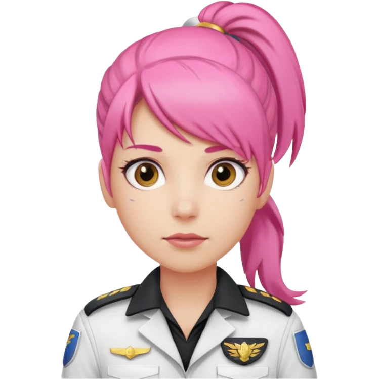 Commander Bloom – pink ponytail pilot in white uniform emoji