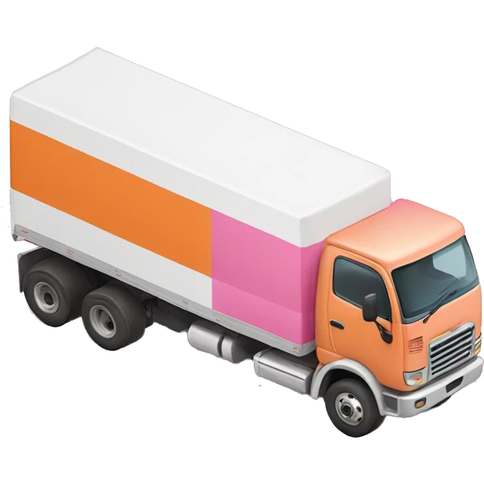 Orange, pink and white moving truck emoji