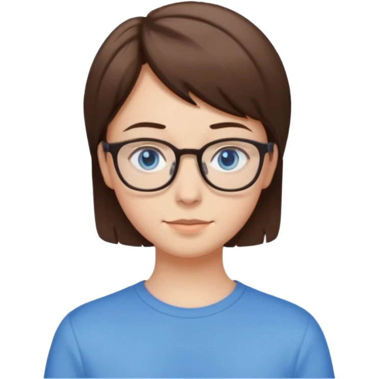 adolescent taille moyenne corpulence maigre cheveux chatain court yeux bleus lunettes emoji