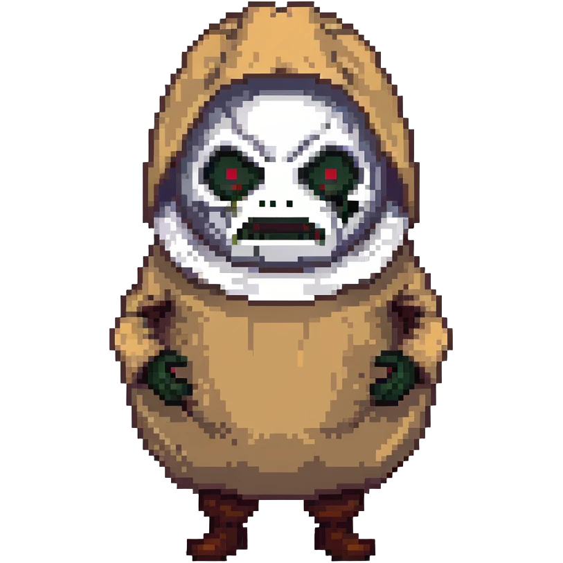 horror villain with burlap sack mask and dark hollow eyes emoji