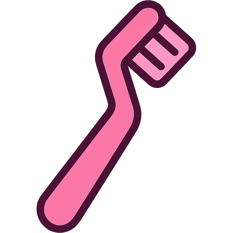 cute pink toothbrush, flat color icon style, minimal details, friendly vibe, no background emoji