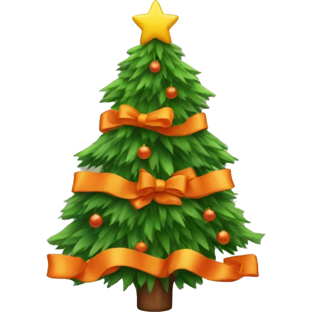 A Christmas tree with orange bows on it emoji