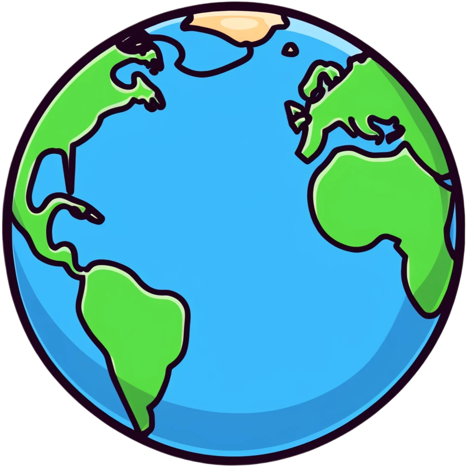 Heart-shaped planet Earth with continents visible emoji