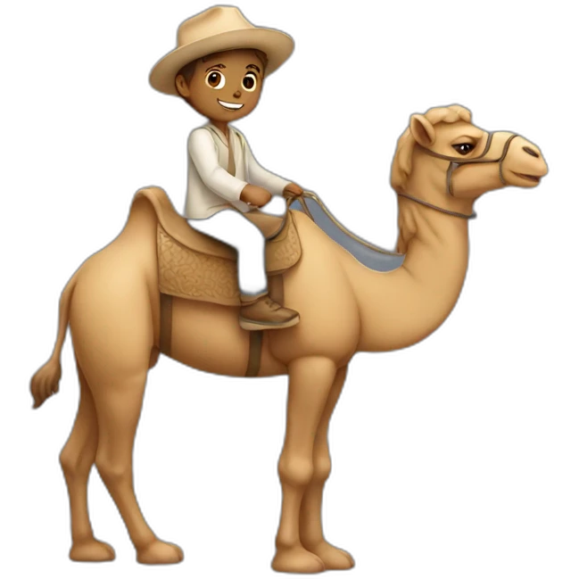 little white boy riding a camel emoji