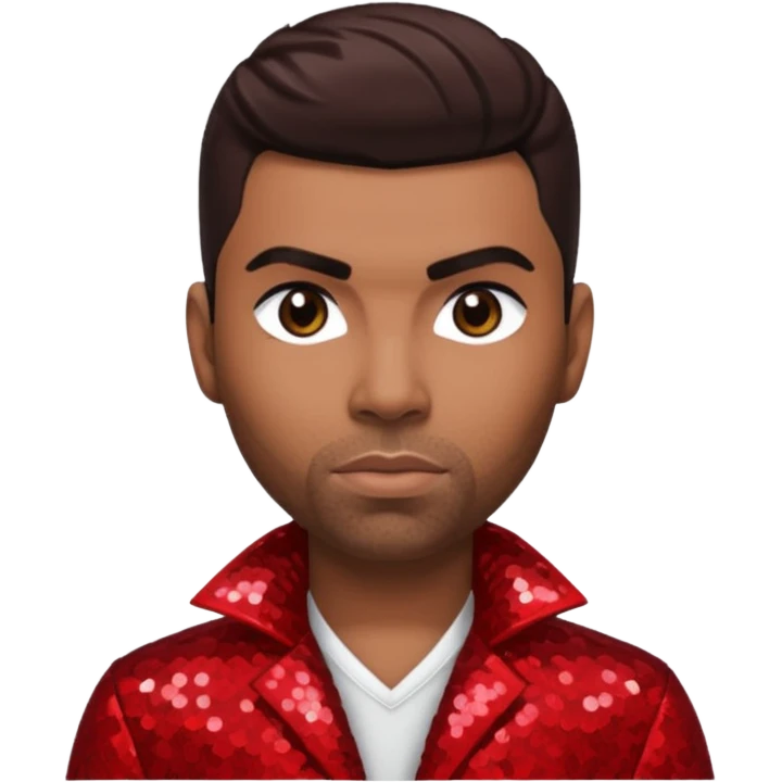 Ginuwine with dark brown hair, red sequin outfit emoji