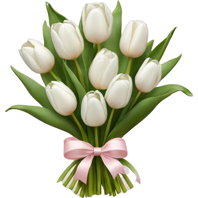 White tulips bouquet with light pink bow  emoji