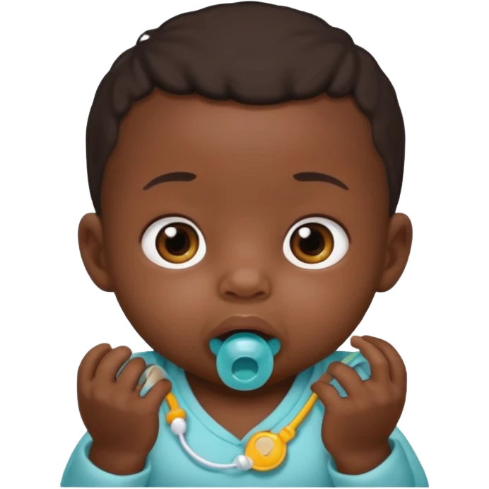 Black newborn baby, pacifier in mouth emoji