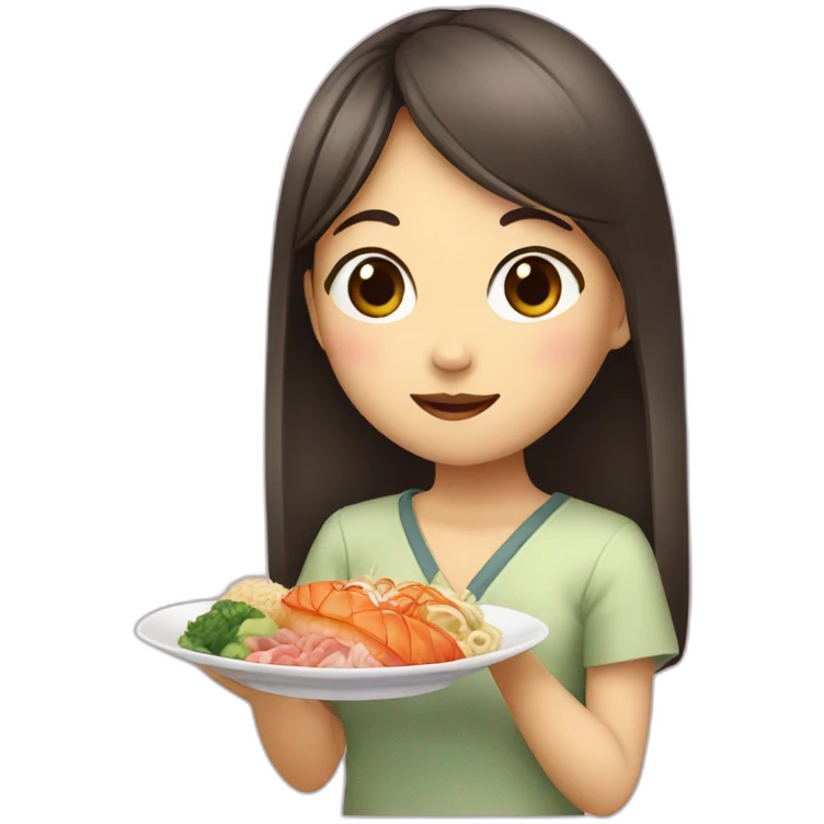 Girl eat japanese food emoji