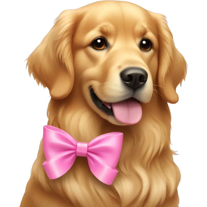 golden retriever with pink bow  emoji