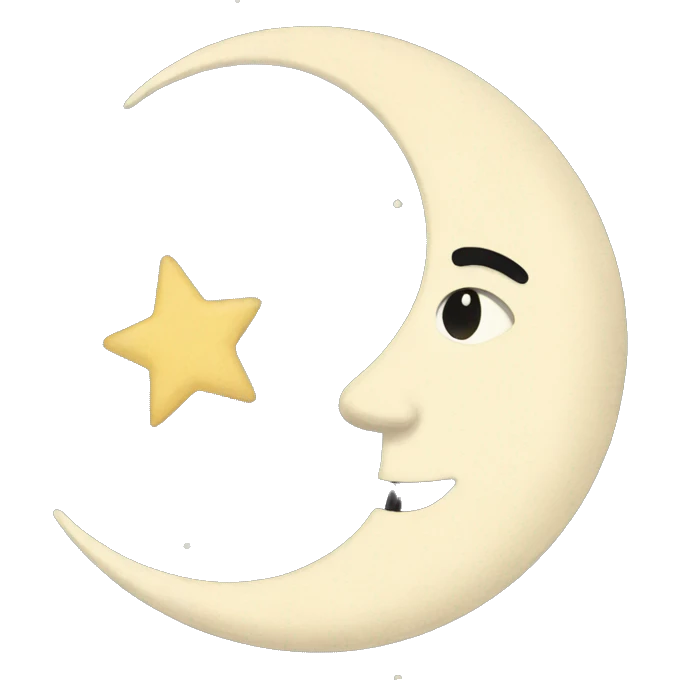 Vintage moon with stars emoji