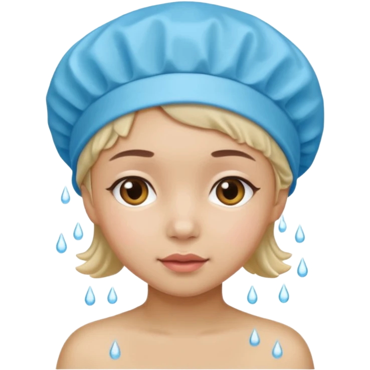 Shower cap on cute girl emoji