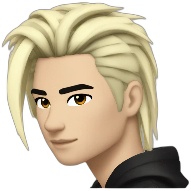 Bill Kaulitz black hair down with blonde highlights emo emoji