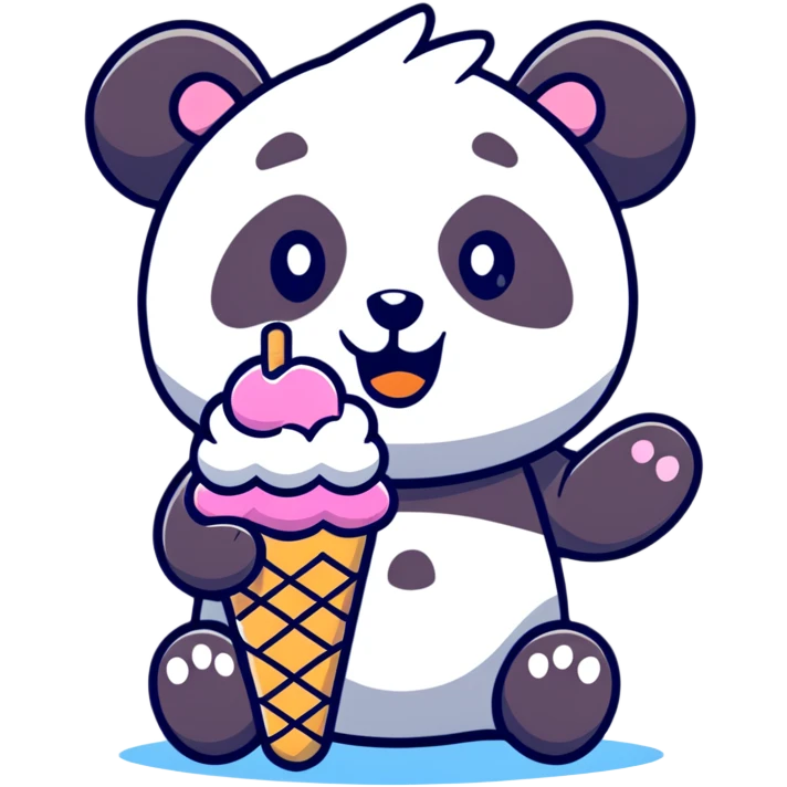 Panda eating ice cream emoji