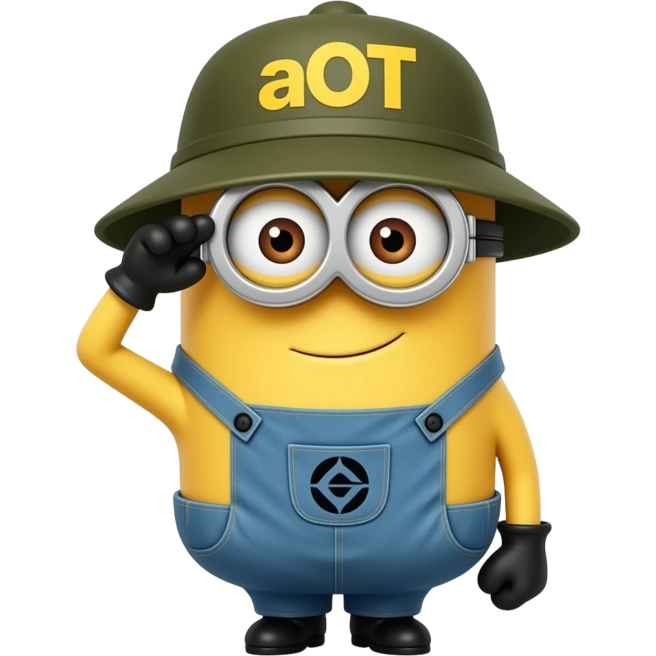 minion in army general uniform saluting text aOT on hat emoji