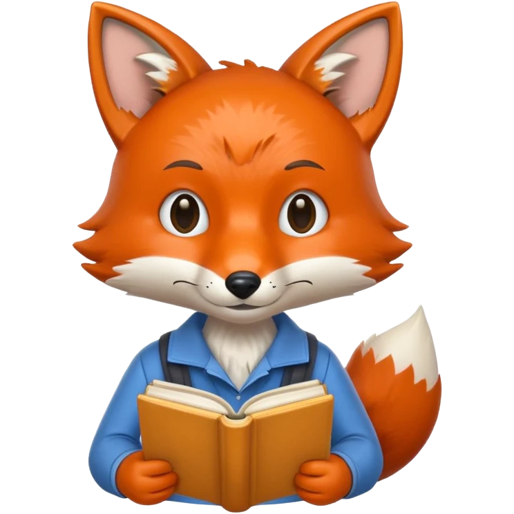 student fox with book emoji
