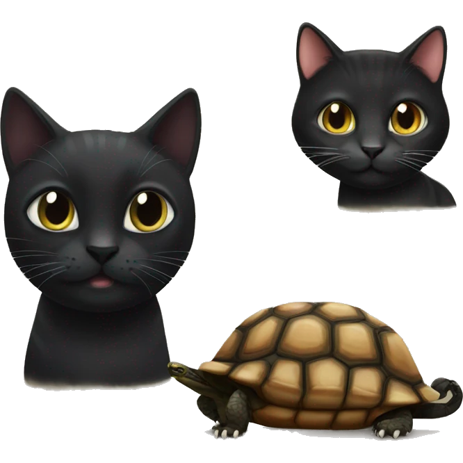 Black cat and tortoise cat emoji