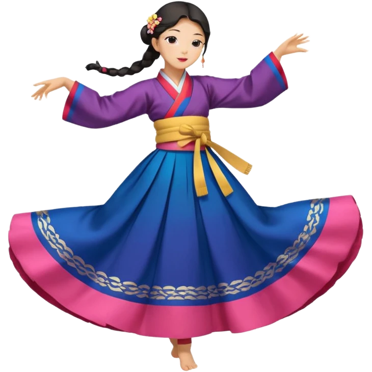 dancer silhouette in traditional Korean dress (hanbok) emoji