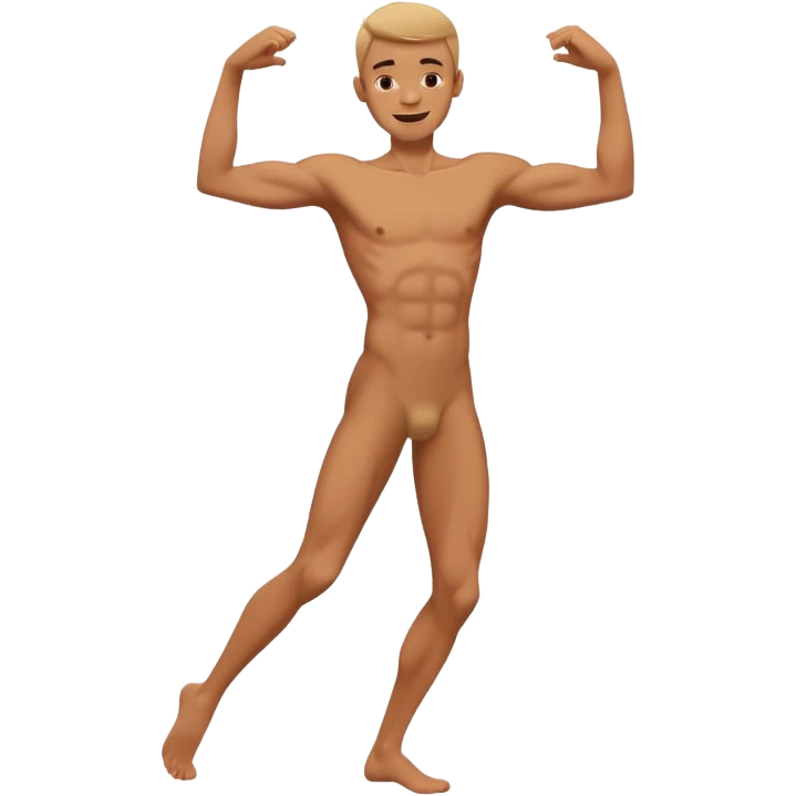 Skinny naked guy dancing happy emoji