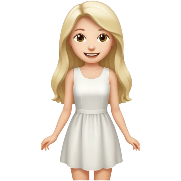 capelli piu lunghi e vestito bianco corto  emoji