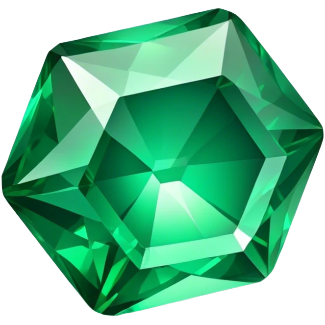 Cinematic Realistic Emerald Emoji, Deep and lush, with a vibrant green hue that catches light, creating a brilliant, sparkling effect across its polished surface. The facets of the gem catch the light in rich, deep reflections, radiating a sense of luxury and nature. Soft glowing outline, capturing the essence of natural beauty and timeless elegance in a vivid emerald. emoji