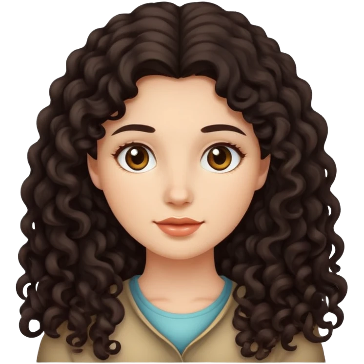 woman with round face and long dark curly hair emoji