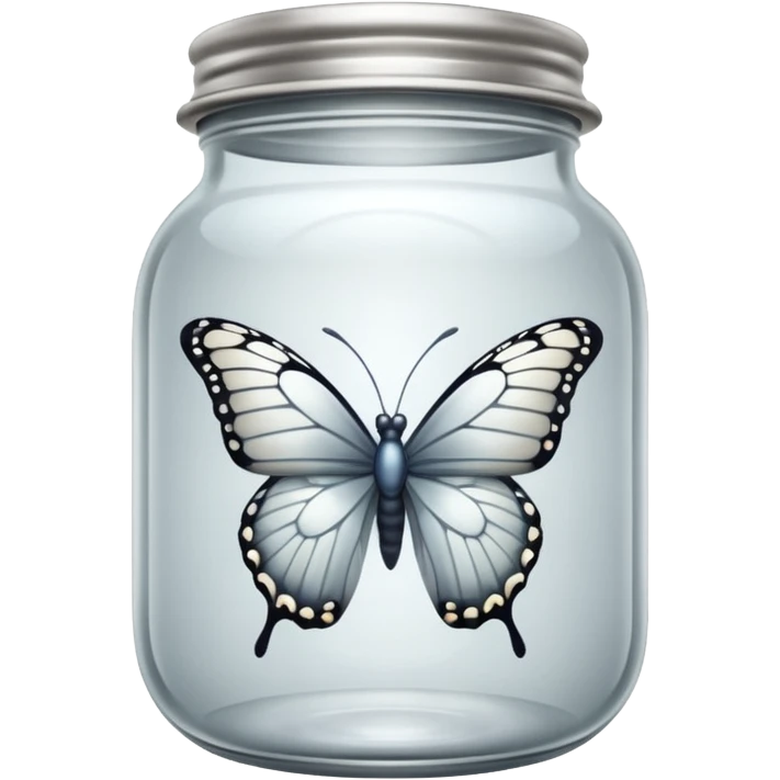 A silver butterfly traped in a jar emoji