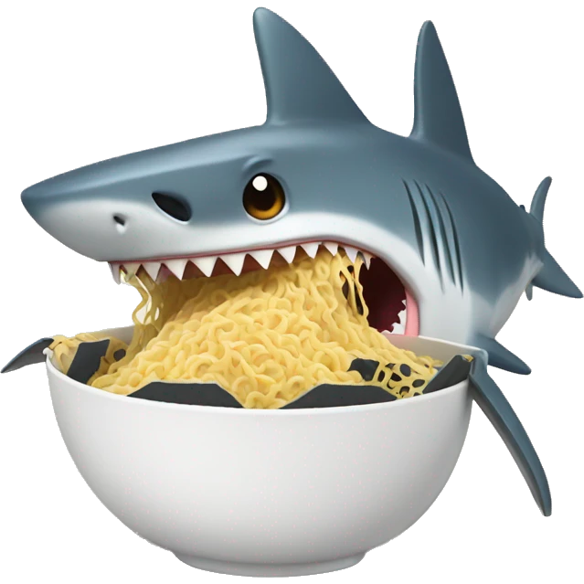 Shark with a ramen noodles emoji