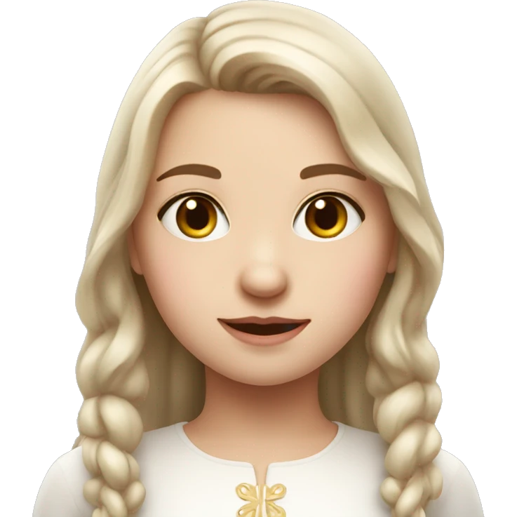 slavic girl with little smile, white skin and light PINK lips emoji