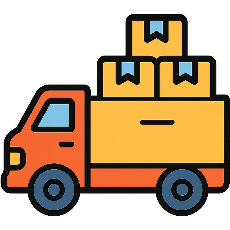A delivery truck with packages, representing a supplier emoji