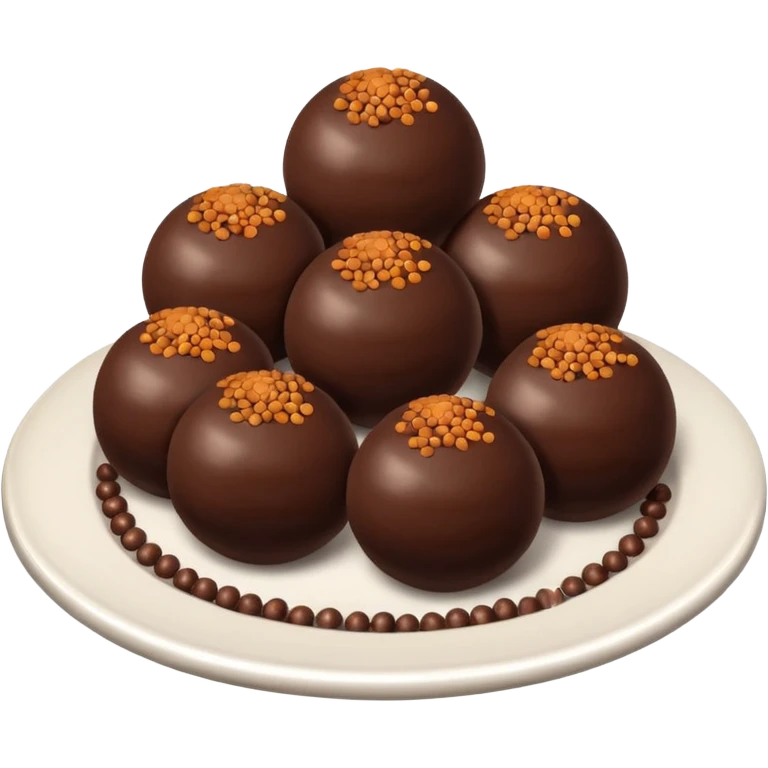 chocolate balls on plate with brown sprinkles emoji