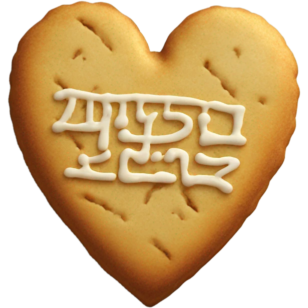 Cookie heart with writing 8 minutes emoji