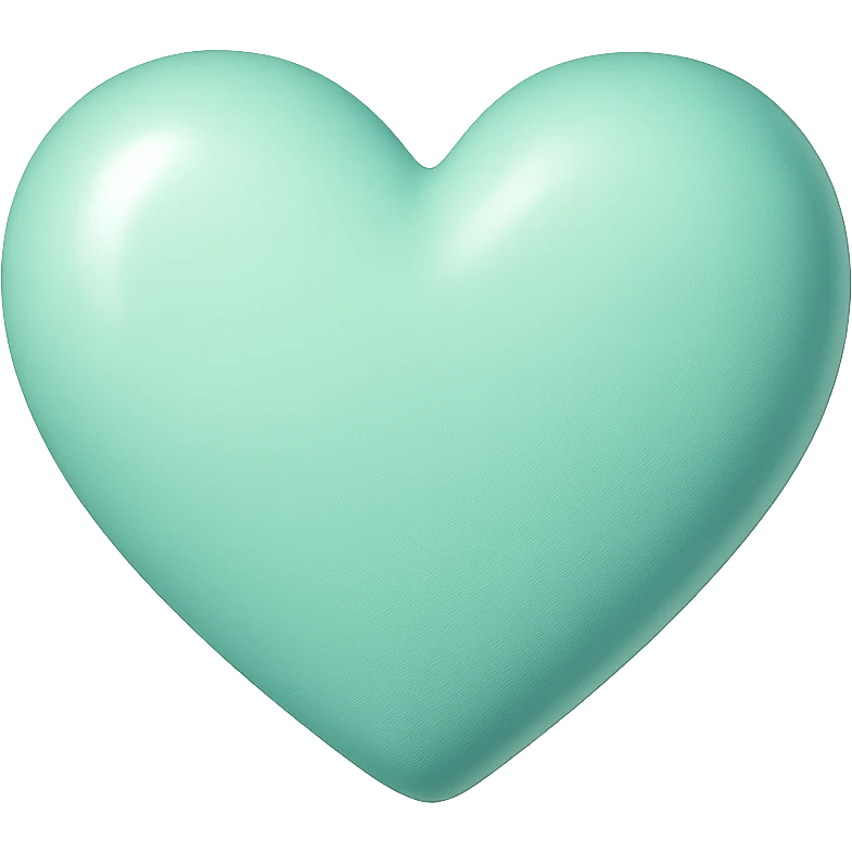 heart with a soft mint gradient, digital illustration emoji