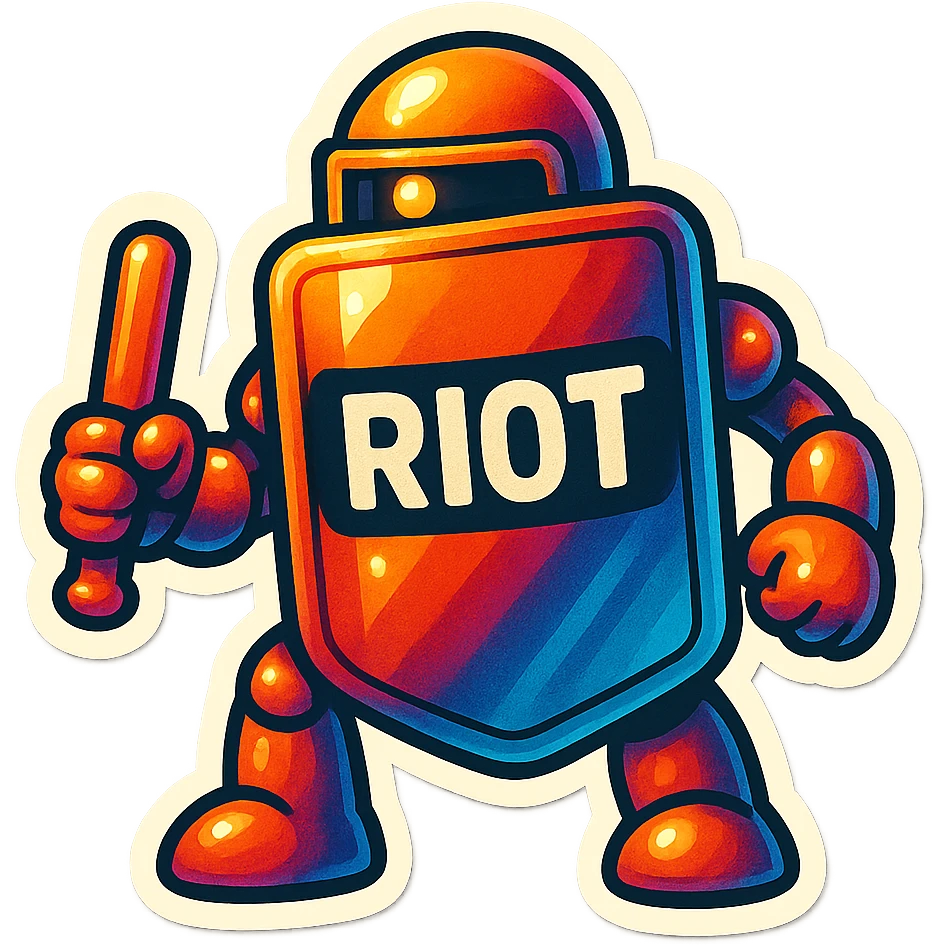 Lets do something else now. can you show me a riot shield robot emoji