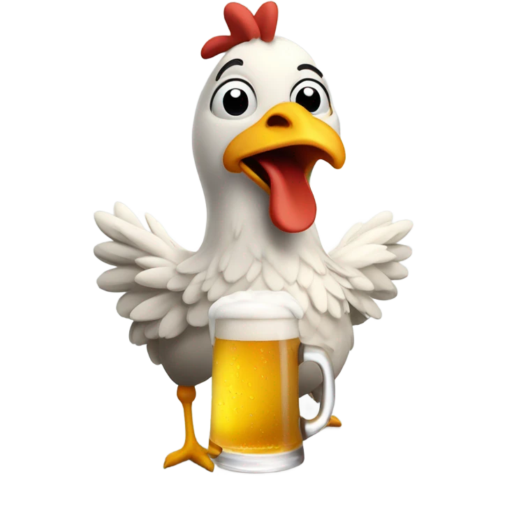 chicken holding a beer emoji