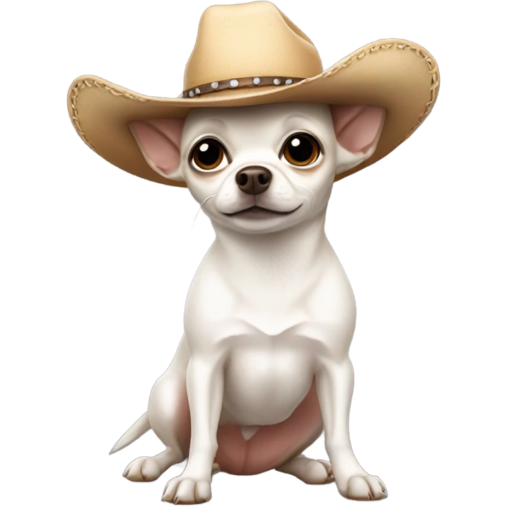White chihuahua wearing a cowboy hat  emoji
