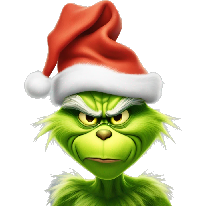 The grinch in Santa hat emoji