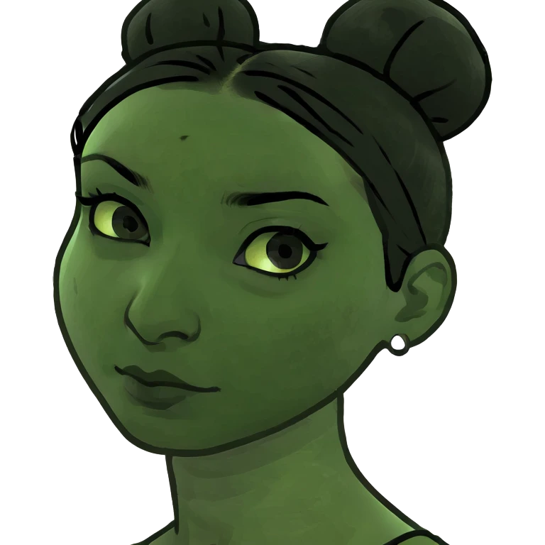 bratty selfish mom with black hair dark undereyes indian bun emoji