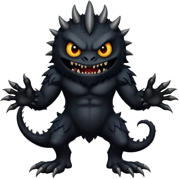 Scary, black monster with feet and arm emoji