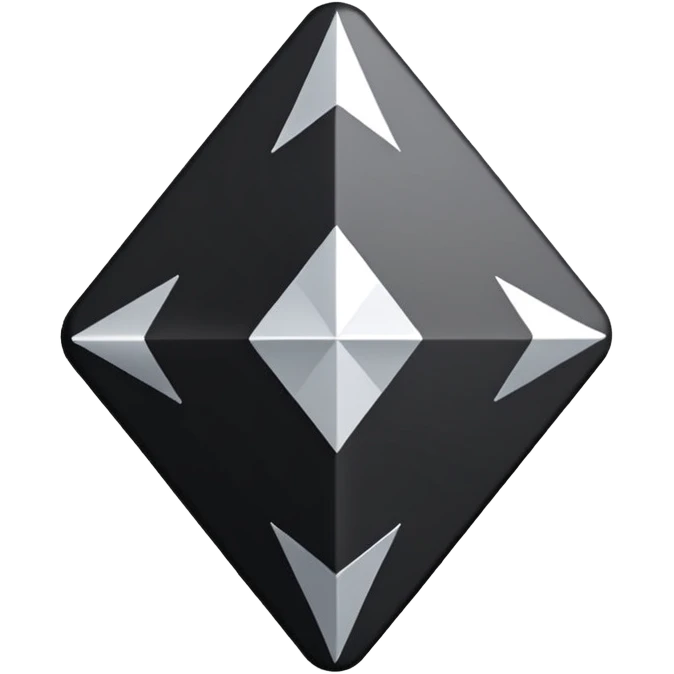 3d diamond shape matte black. diamond shape like on a playing card emoji