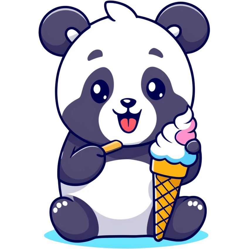 Panda eating ice cream emoji
