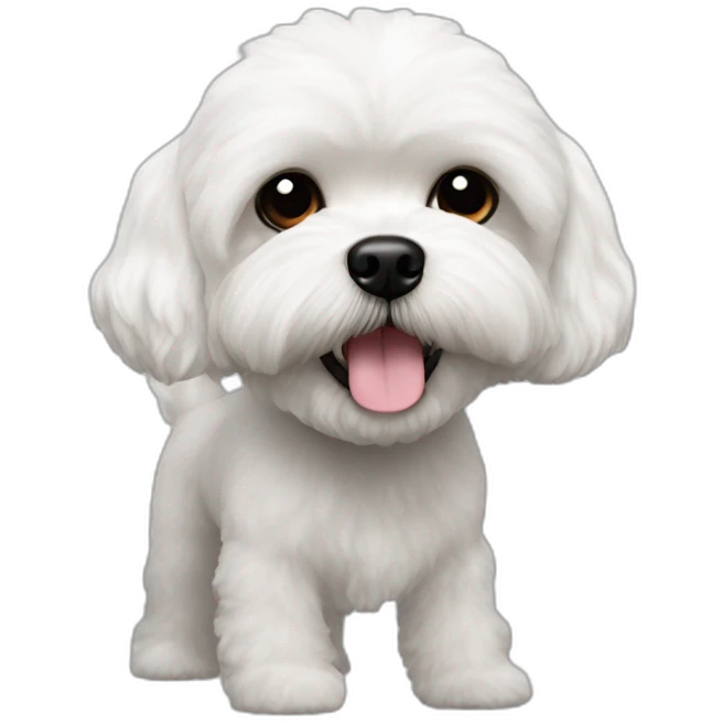 Bichon shihtzu poodle small snout white with black eyes and nose emoji