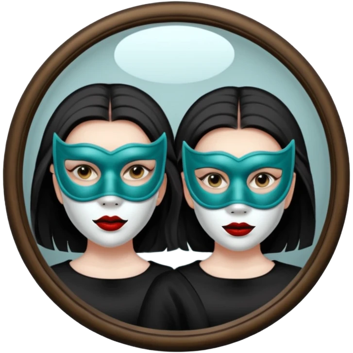 Killer on mask  in mirror behind woman emoji