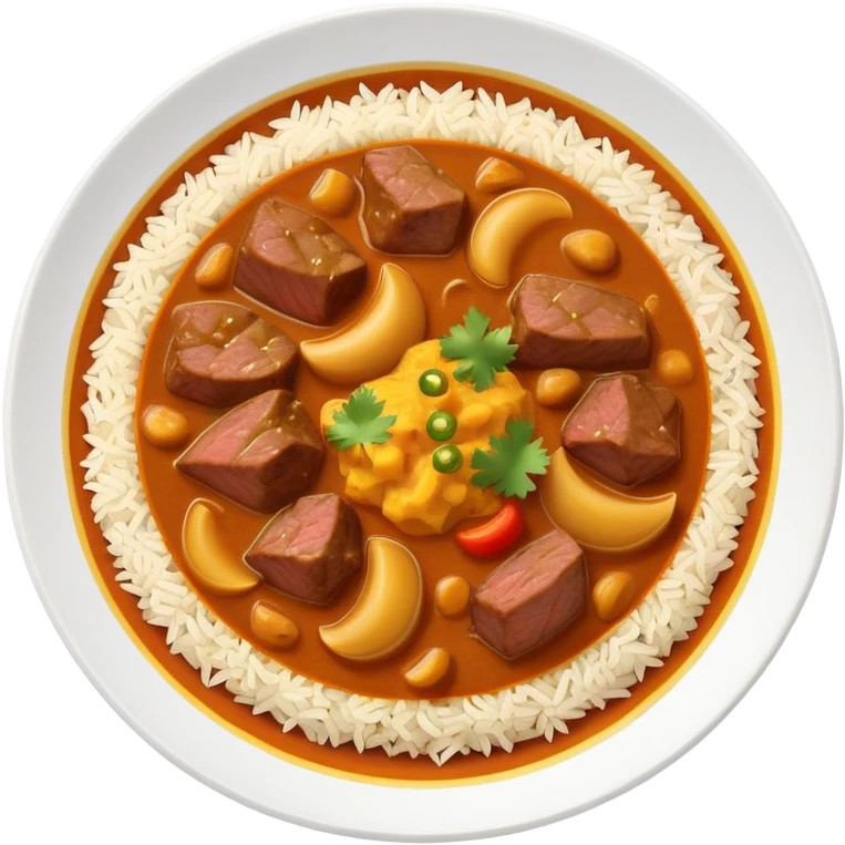 Plate of curry rice with beef  emoji